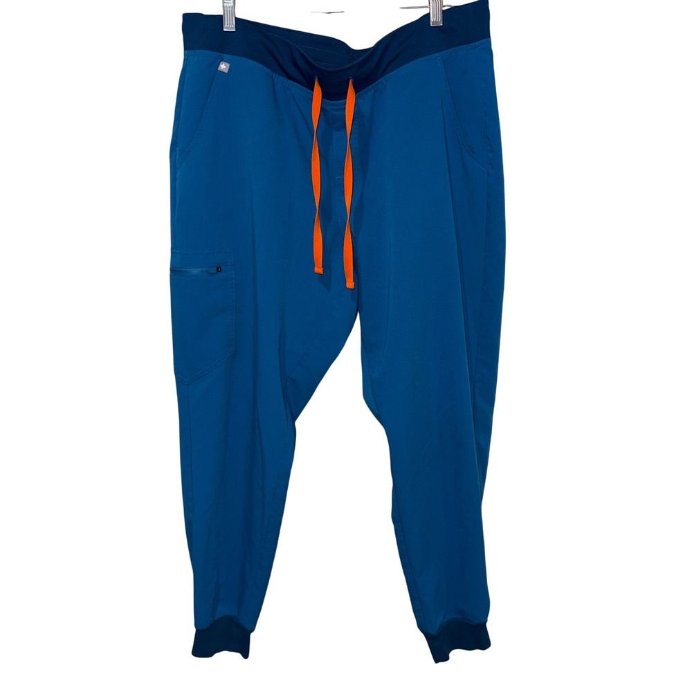 Figs Zamora Scrub Jogger Pants Teal Blue‎ Orange Drawstring Size XL PO 1652